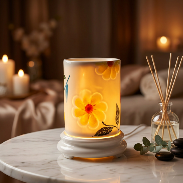 Đèn Xông Tinh Dầu Bát Tràng (Hoa Cúc Vàng)