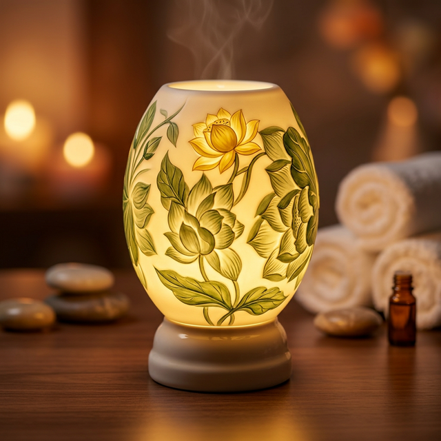 Đèn Xông Tinh Dầu Bát Tràng (Hoa Dây Leo)