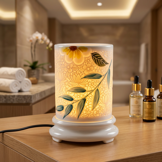 Đèn Xông Tinh Dầu Bát Tràng Khắc Nổi (Quả Trứng)